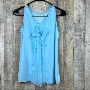 New York & Company Stretch XS Chiffon Style Sleeveless Baby Blue Ruffle …
